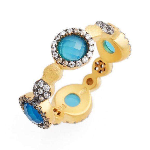Freida Rothman Black & Gold Baroque Agate Ring